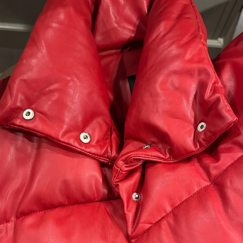 With the Girls by AVEC LES FILLES red pleather puffer jacket - Picture 10 of 13